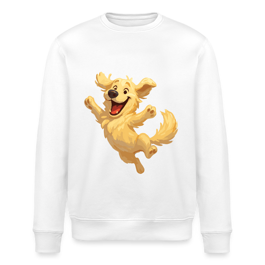 Golden Retriever Sweatshirt Springender Cartoon – fröhliches Hundemotiv, perfektes Geschenk für Hundeliebhaber und Tierfreunde - Weiß