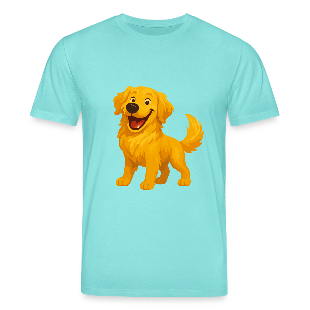 Golden Retriever T-Shirt Fröhlicher Cartoon – lachendes Hundemotiv, süßes Geschenk für Hundeliebhaber und Tierfreunde - Poolblau