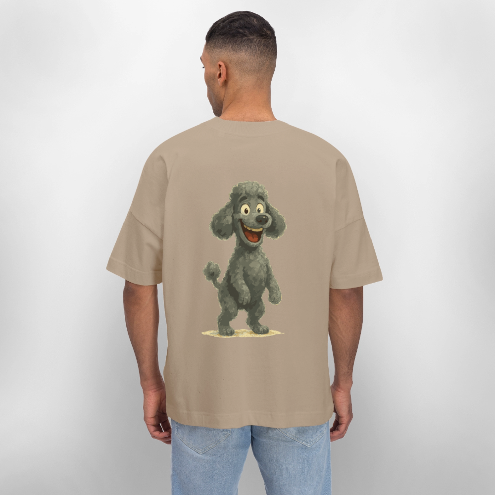 Pudel Oversized mit breitem Grinsen Lustiger Cartoon – Witziges Hunde Design für Pudel Fans und Hundeliebhaber - Steingrau