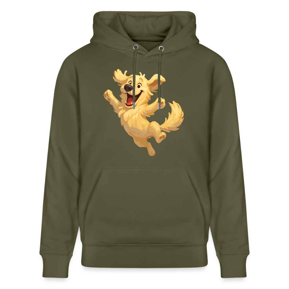 Golden Retriever Hoodie Springender Cartoon – fröhliches Hundemotiv, perfektes Geschenk für Hundeliebhaber und Tierfreunde - Khaki Grün