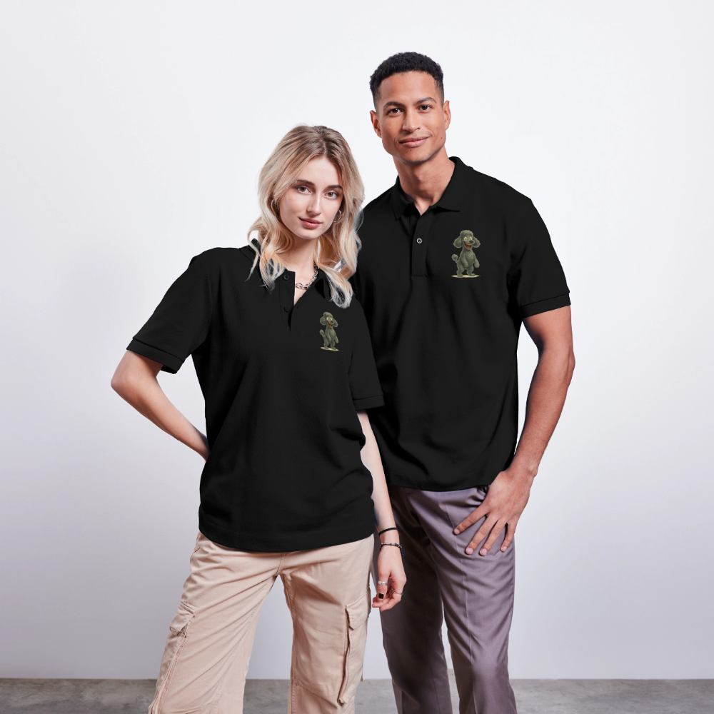 Pudel Poloshirt mit breitem Grinsen Lustiger Cartoon – Witziges Hunde Design für Pudel Fans und Hundeliebhaber - Schwarz