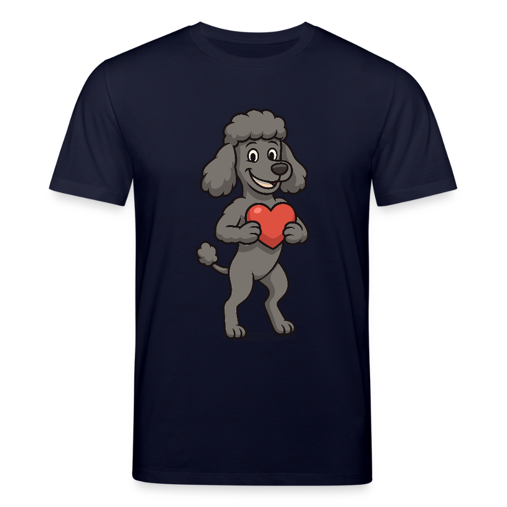 Pudel T- Shirt mit Herz Cartoon – Liebevolles Hunde Motiv für Valentinstag, Geschenke und Hundeliebhaber - Navy