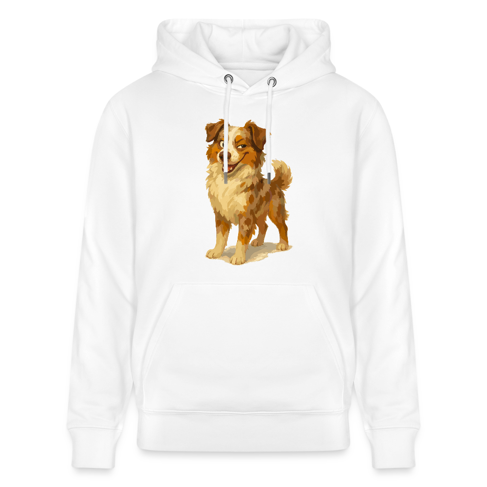 Australian Shepherd Hoodie Frecher Cartoon mit verschmitztem Grinsen – Humorvolles Hunde Motiv für Tierfreunde und Geschenkideen - Weiß