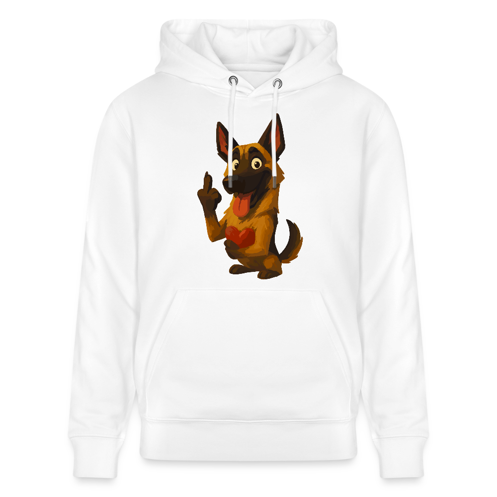 Frecher Malinois Hoodie mit Herz – witziges und provokantes Hunde Cartoon Motiv für Hundeliebhaber mit Sinn für Humor - Weiß