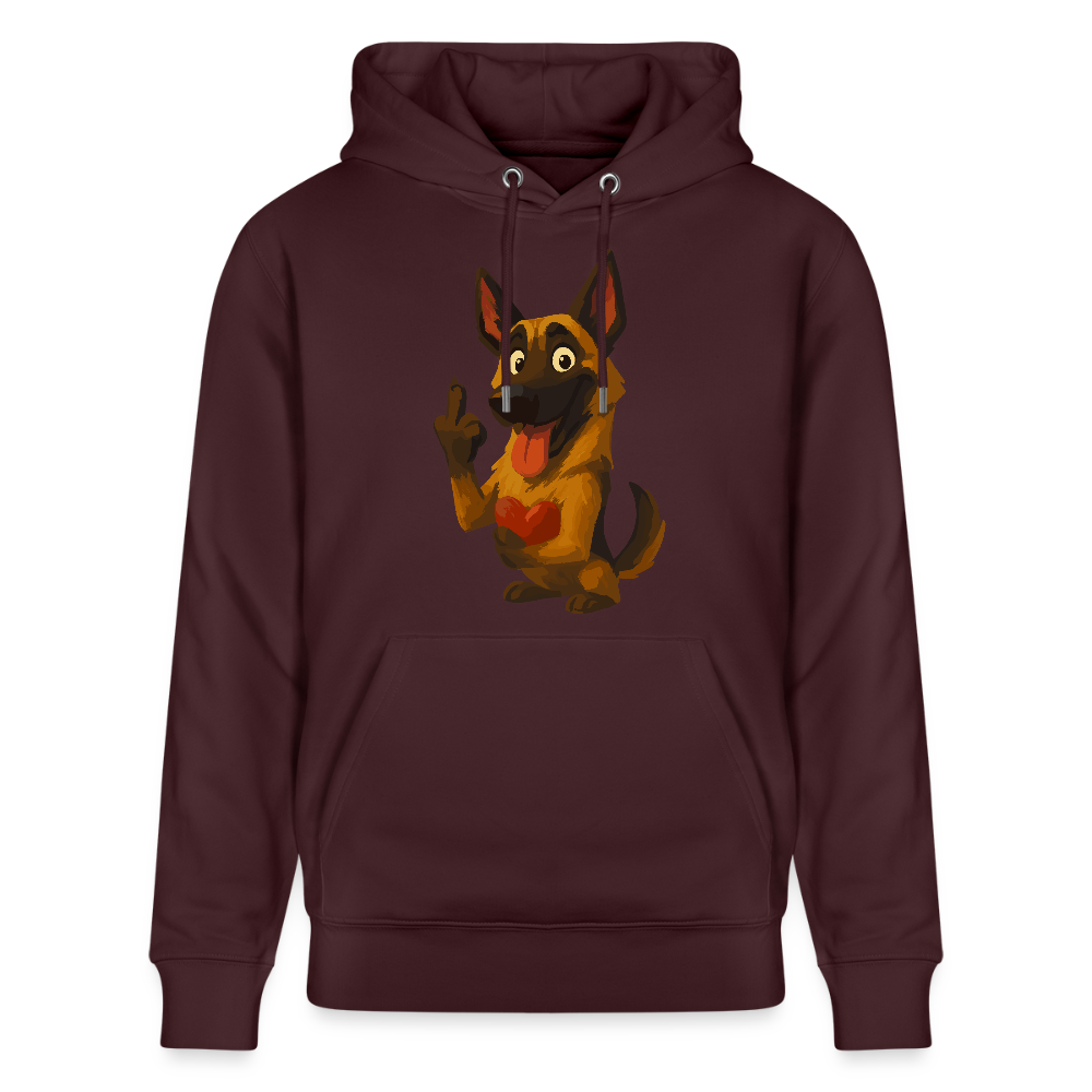 Frecher Malinois Hoodie mit Herz – witziges und provokantes Hunde Cartoon Motiv für Hundeliebhaber mit Sinn für Humor - Maroon