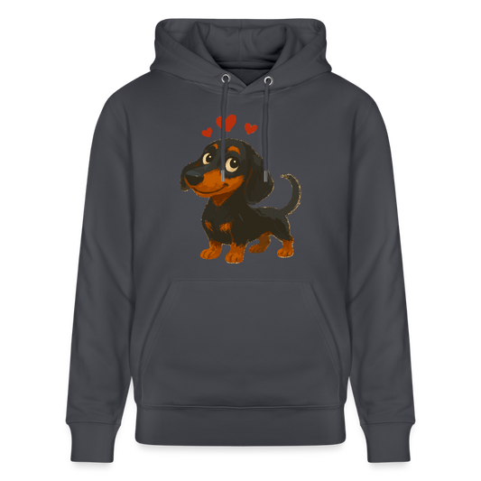 Dackel Hoodie – Verliebter Cartoon Dachshund | Süßer Hund Pullover Geschenk mit Herzen für Valentinstag & Hundefans - Indigoblau