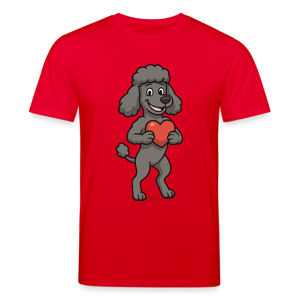 Pudel T- Shirt mit Herz Cartoon – Liebevolles Hunde Motiv für Valentinstag, Geschenke und Hundeliebhaber - Rot
