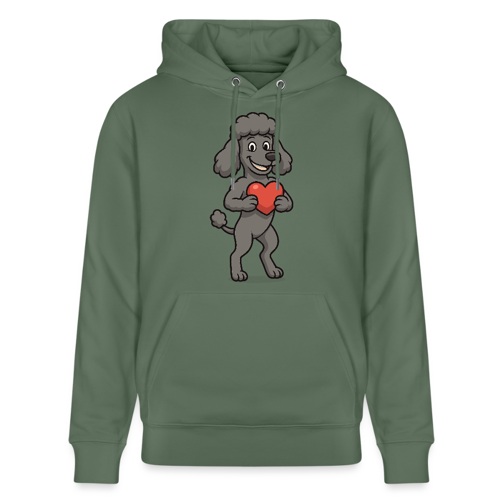 Pudel Hoodie mit Herz Cartoon – Liebevolles Hunde Motiv für Valentinstag, Geschenke und Hundeliebhaber - Tanngrün