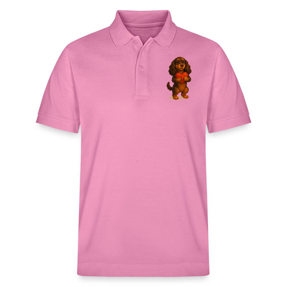 Cocker Spaniel Poloshirt mit Herz – Süßer Cartoon Hund, perfektes Motiv für Valentinstag und Hundeliebhaber - Blasenrosa