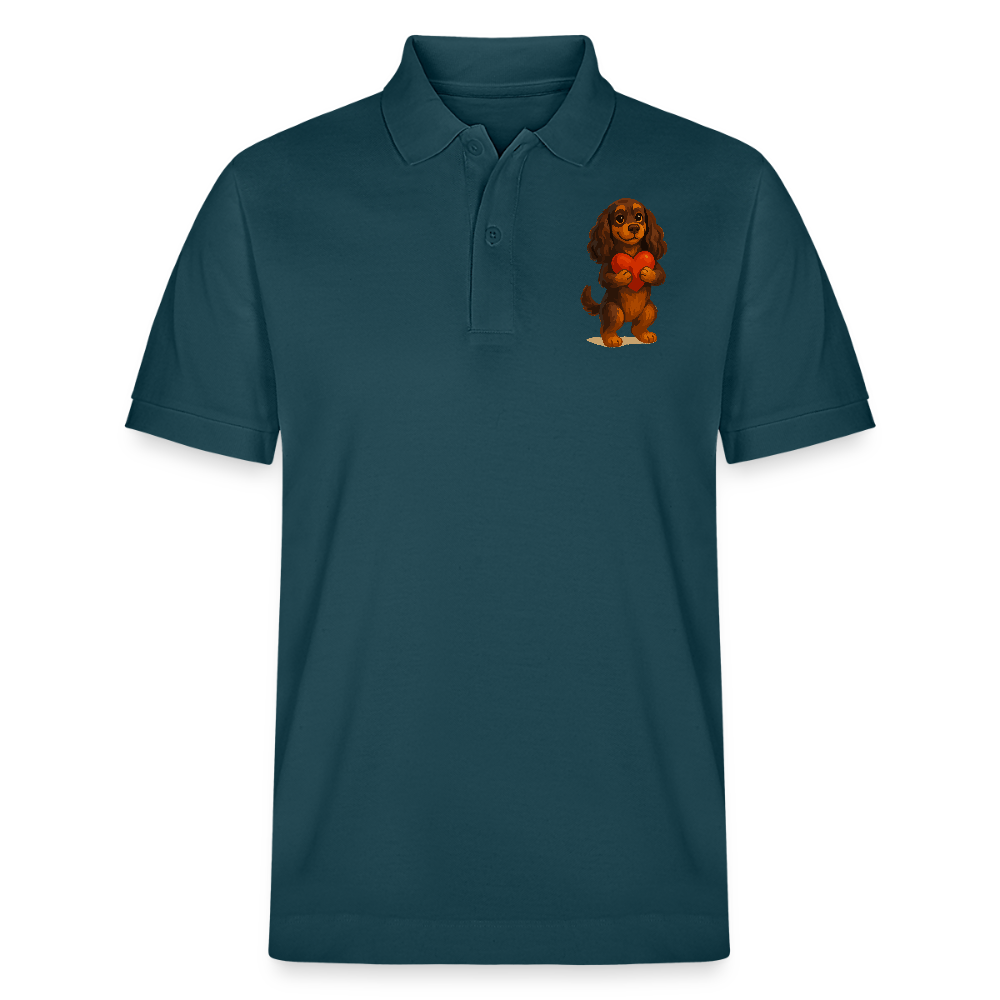 Cocker Spaniel Poloshirt mit Herz – Süßer Cartoon Hund, perfektes Motiv für Valentinstag und Hundeliebhaber - Dunkles Petrol