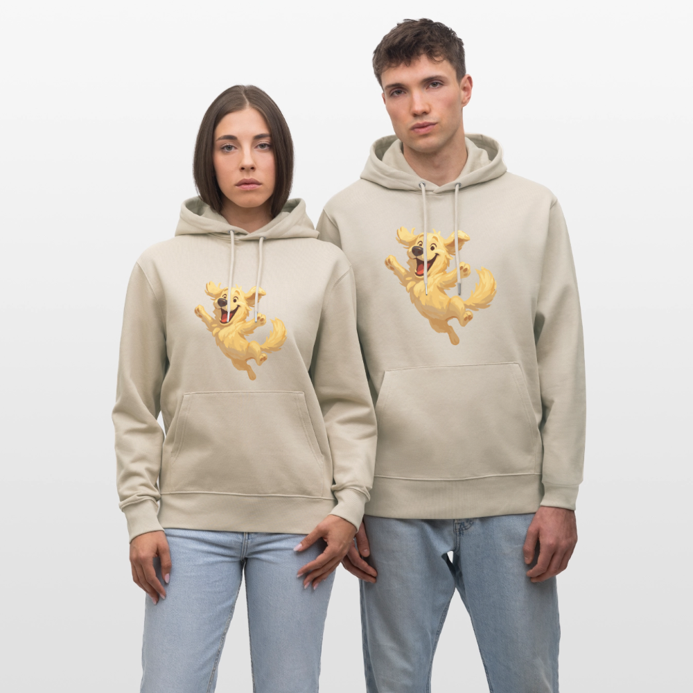 Golden Retriever Hoodie Springender Cartoon – fröhliches Hundemotiv, perfektes Geschenk für Hundeliebhaber und Tierfreunde - Beige