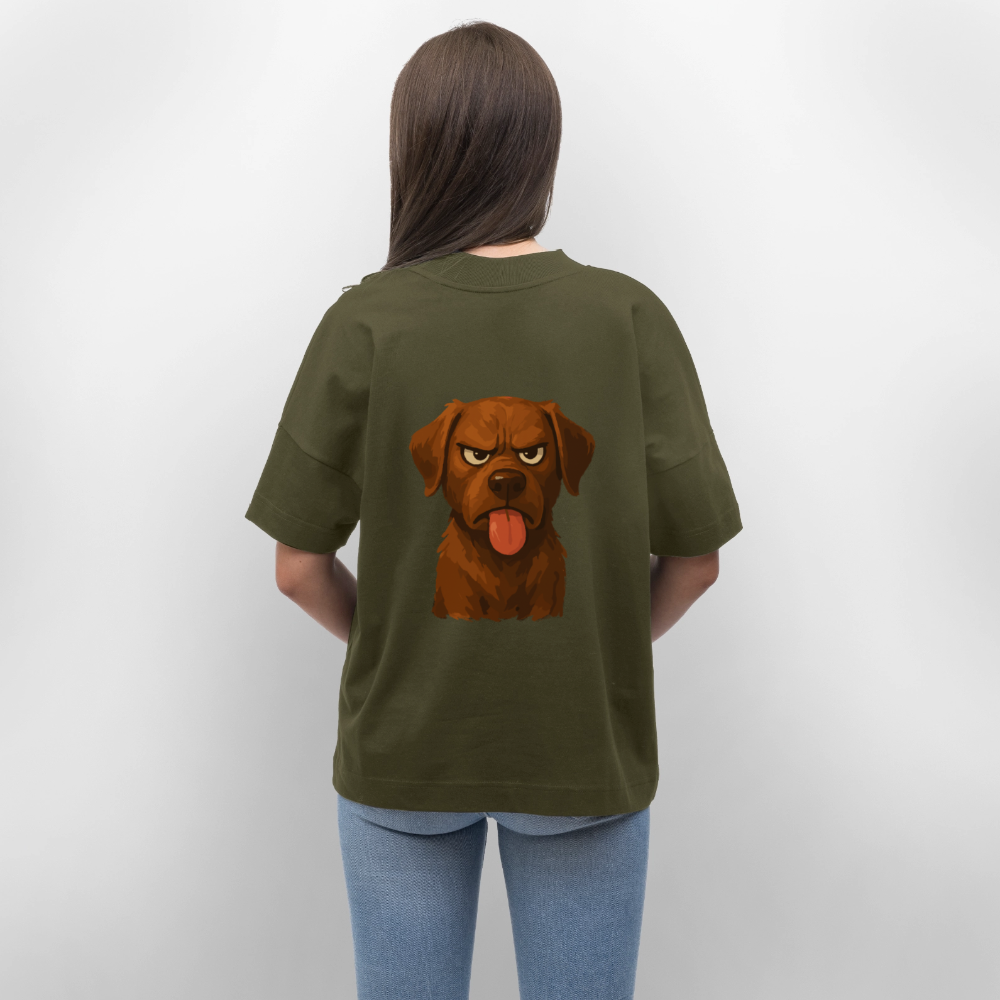 Labrador Oversized – Frecher Cartoon Hund mit Zunge | Lustiges Geschenk für Hundefans und Hundebesitzer - Khaki