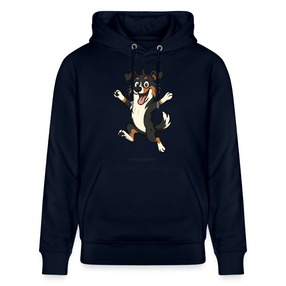 Australian Shepherd Hoodie Cartoon hüpfend – Fröhliches Hunde Motiv voller Freude und Energie für Hundeliebhaber und Geschenkideen - Navy