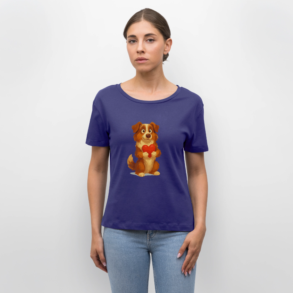 Australian Shepherd Shirt Süßer Cartoon mit Herz – Liebevolles Hunde Motiv für Valentinstag, Freundschaft und Geschenkideen - Dämmerung