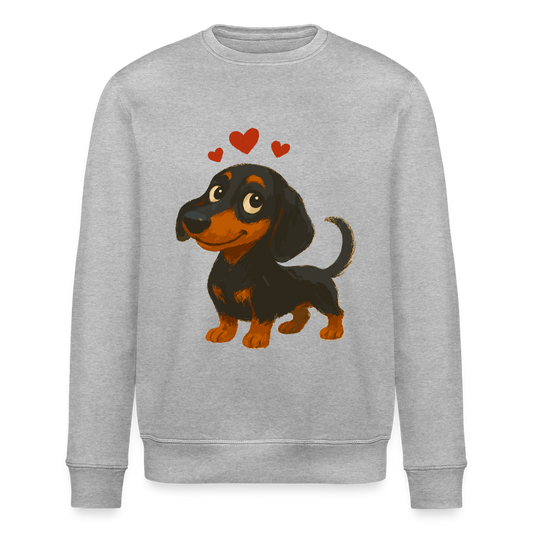 Dackel Sweatshirt – Verliebter Cartoon Dachshund | Süßer Hund Pullover Geschenk mit Herzen für Valentinstag & Hundefans - Grau meliert