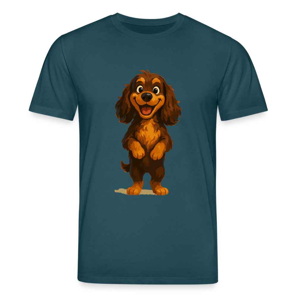 Cocker Spaniel T-Shirt breit grinsend – Lustiger Cartoon Hund, fröhliches Motiv für Hundeliebhaber und Tierfreunde - Dunkles Petrol