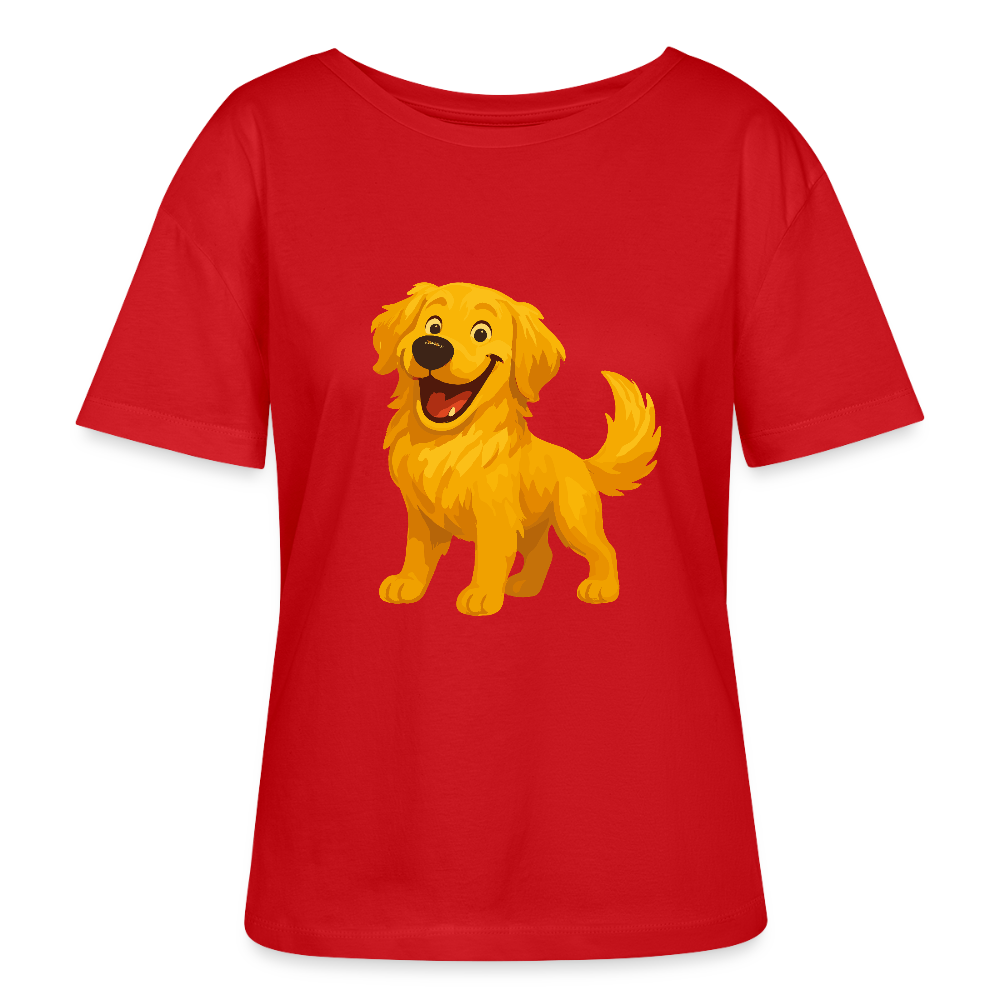 Golden Retriever Shirt Fröhlicher  Cartoon – lachendes Hundemotiv, süßes Geschenk für Hundeliebhaber und Tierfreunde - Rot