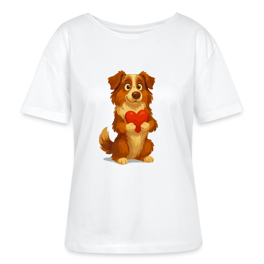 Australian Shepherd Shirt Süßer Cartoon mit Herz – Liebevolles Hunde Motiv für Valentinstag, Freundschaft und Geschenkideen - Weiß