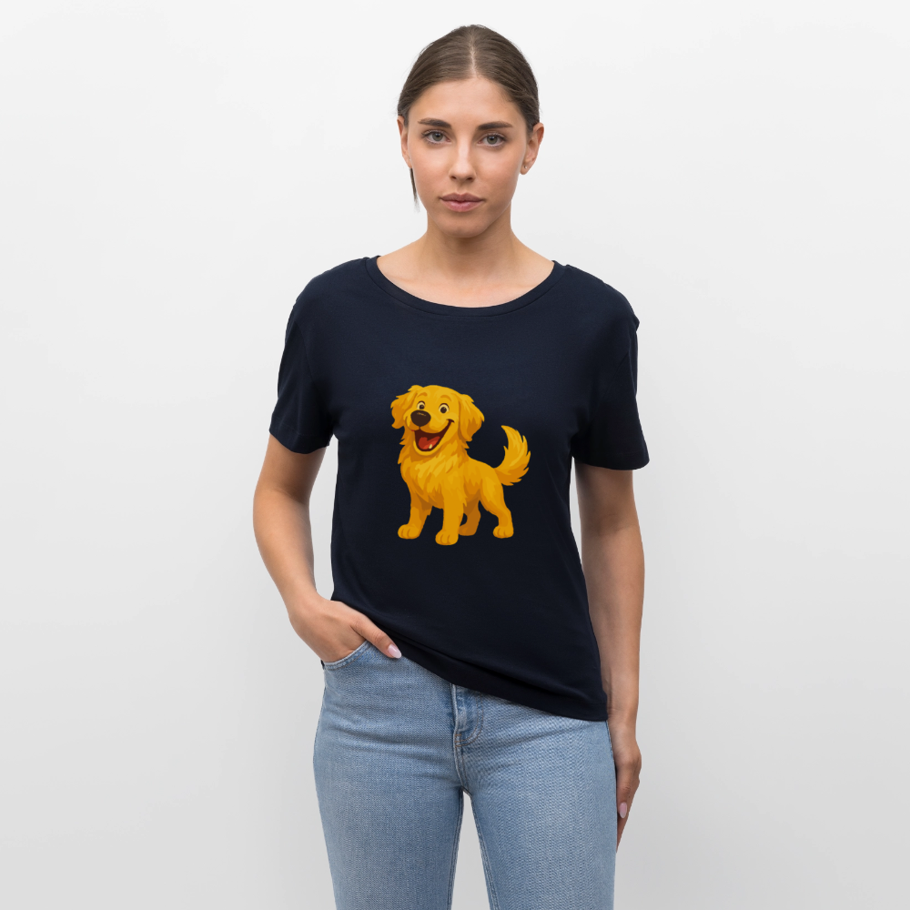 Golden Retriever Shirt Fröhlicher  Cartoon – lachendes Hundemotiv, süßes Geschenk für Hundeliebhaber und Tierfreunde - Navy