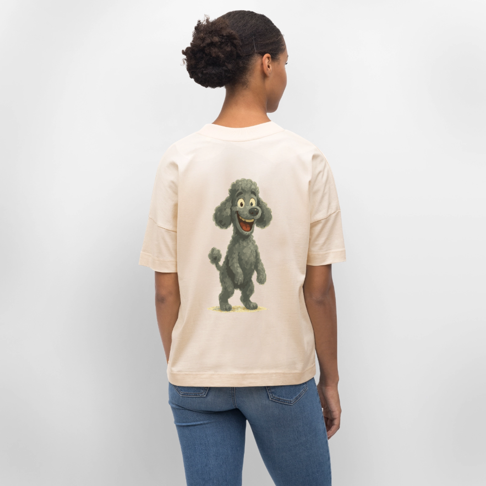 Pudel Oversized mit breitem Grinsen Lustiger Cartoon – Witziges Hunde Design für Pudel Fans und Hundeliebhaber - Weißgrau