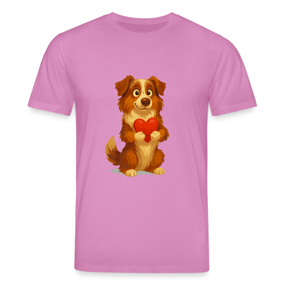 Australian Shepherd T-Shirt Süßer Cartoon mit Herz – Liebevolles Hunde Motiv für Valentinstag, Freundschaft und Geschenkideen - Pink