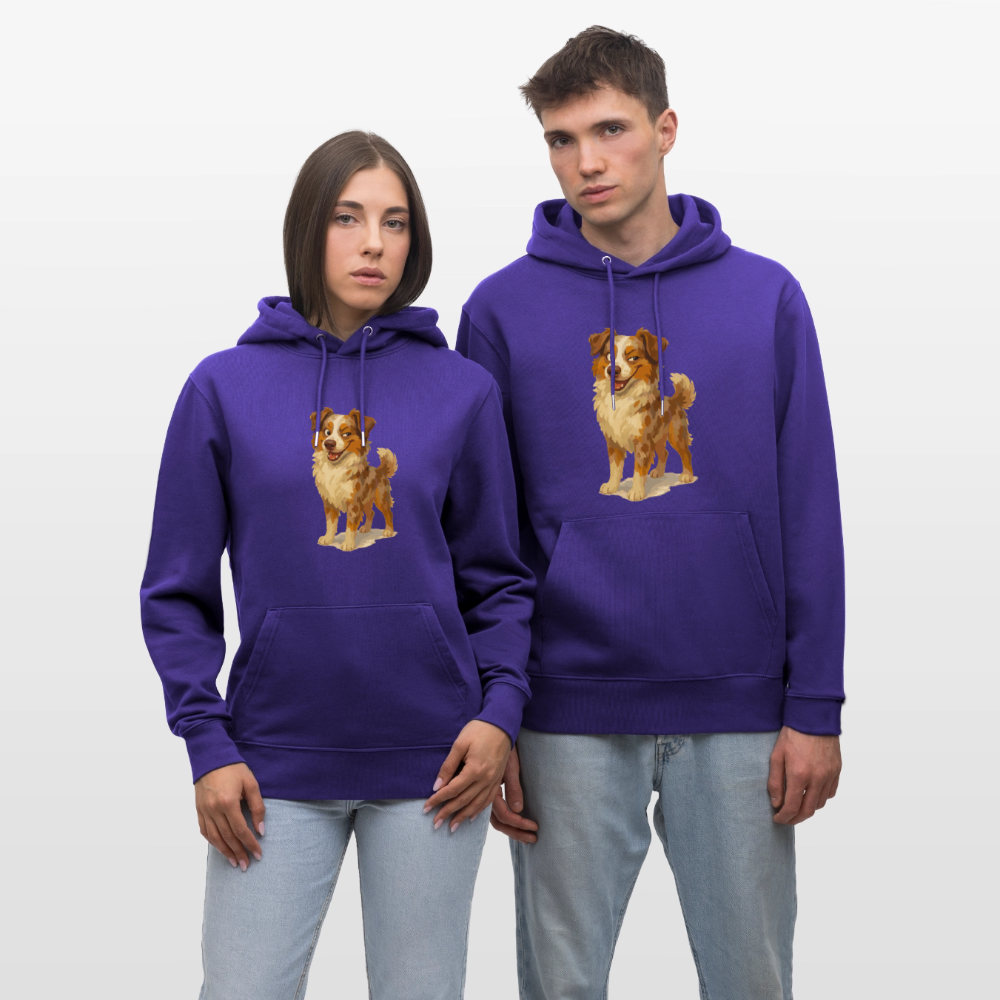 Australian Shepherd Hoodie Frecher Cartoon mit verschmitztem Grinsen – Humorvolles Hunde Motiv für Tierfreunde und Geschenkideen - Purple Love 