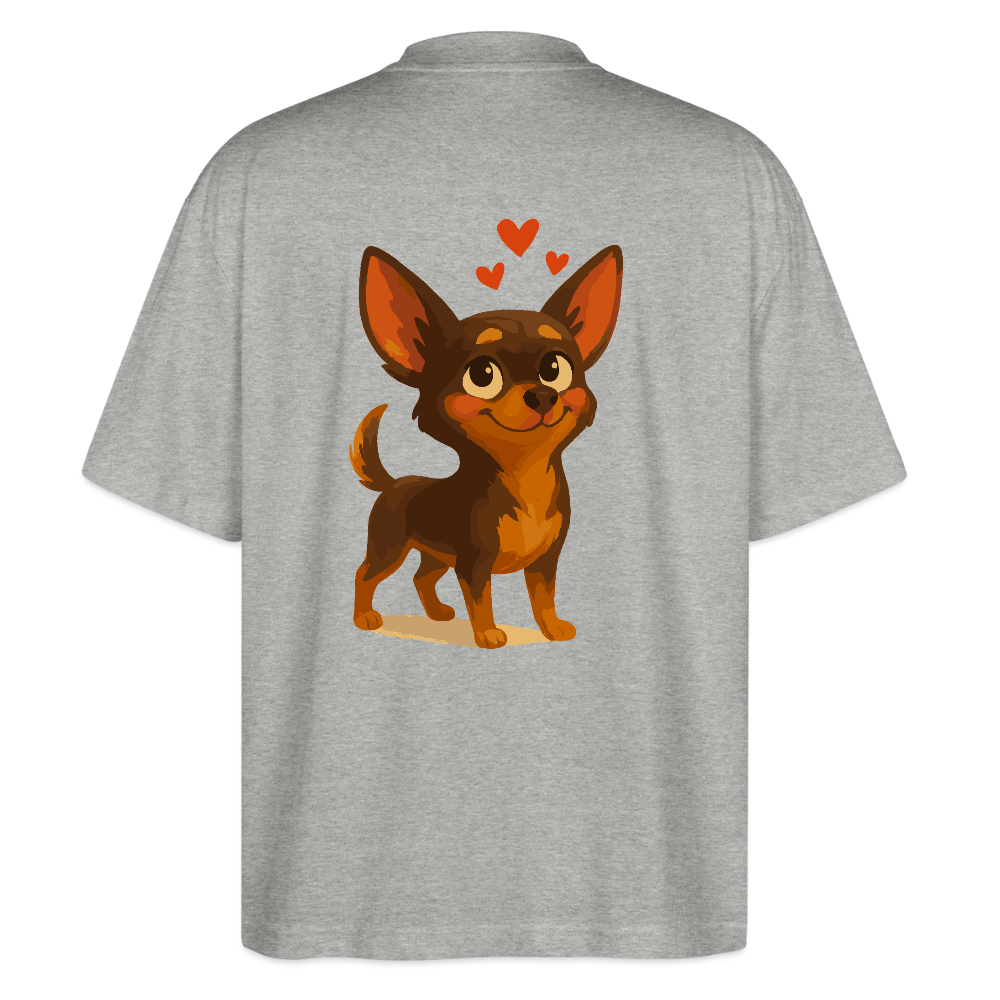 Verliebter Chihuahua Oversized Cartoon Hund mit Herzen – süßes romantisches Tiermotiv, Geschenkidee für Valentinstag und Hundefans - Grau meliert