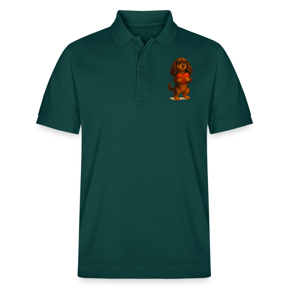 Cocker Spaniel Poloshirt mit Herz – Süßer Cartoon Hund, perfektes Motiv für Valentinstag und Hundeliebhaber - Glasiertes Grün