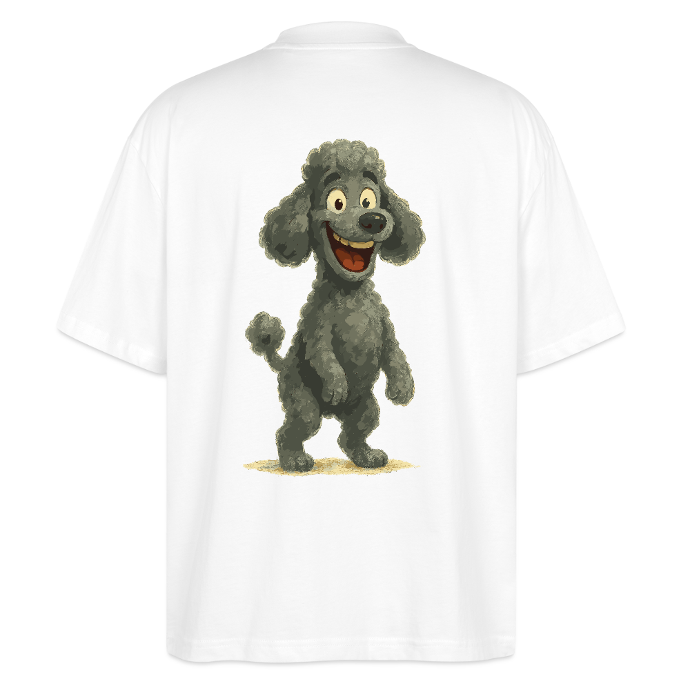 Pudel Oversized mit breitem Grinsen Lustiger Cartoon – Witziges Hunde Design für Pudel Fans und Hundeliebhaber - Weiß