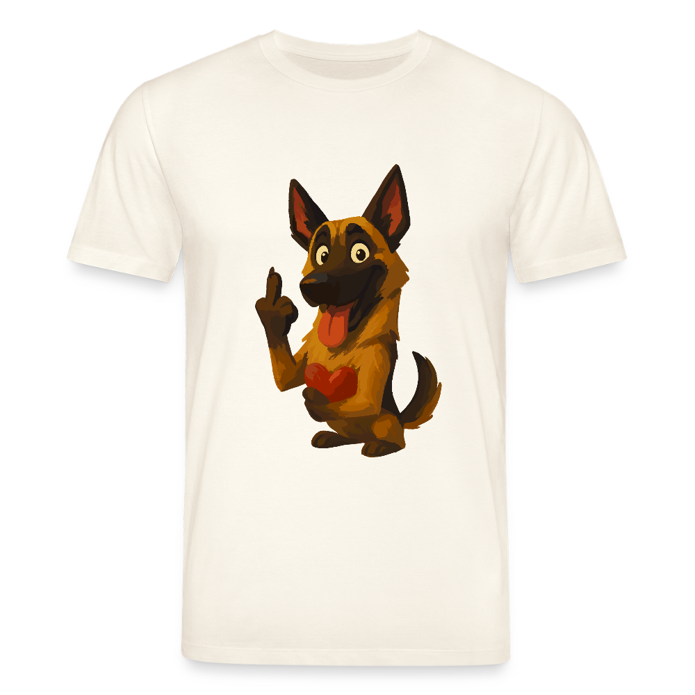 Frecher Malinois T-Shirt mit Herz – witziges und provokantes Hunde Cartoon Motiv für Hundeliebhaber mit Sinn für Humor - Naturweiß 