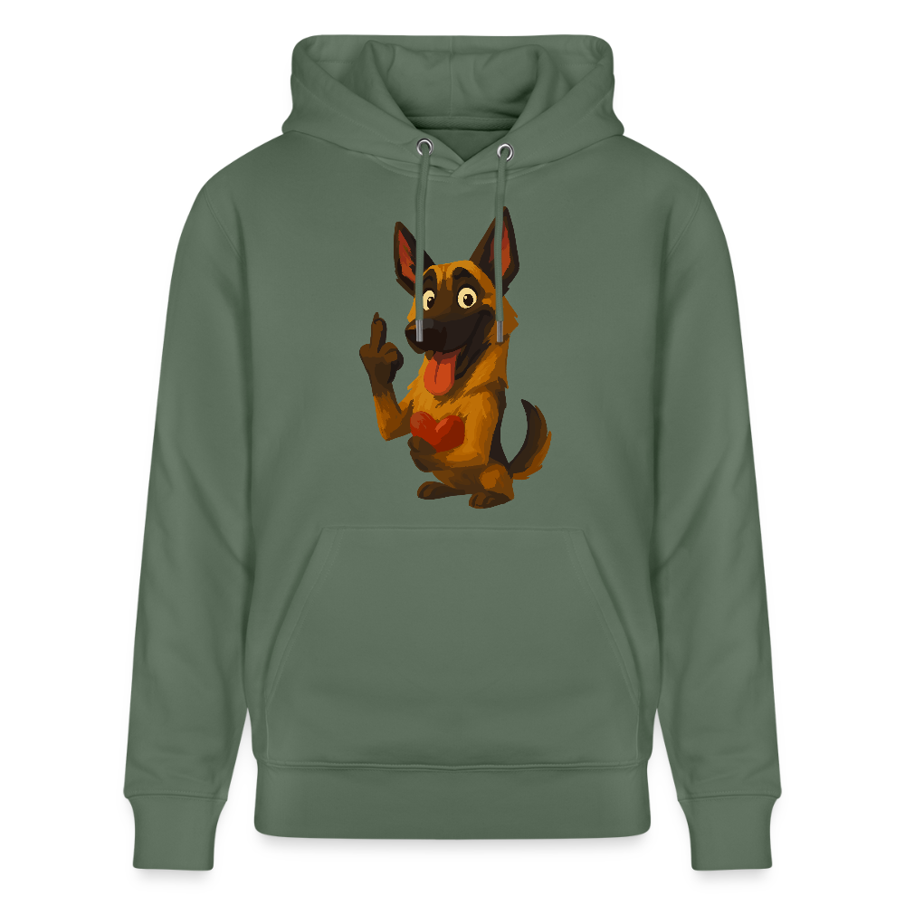 Frecher Malinois Hoodie mit Herz – witziges und provokantes Hunde Cartoon Motiv für Hundeliebhaber mit Sinn für Humor - Tanngrün