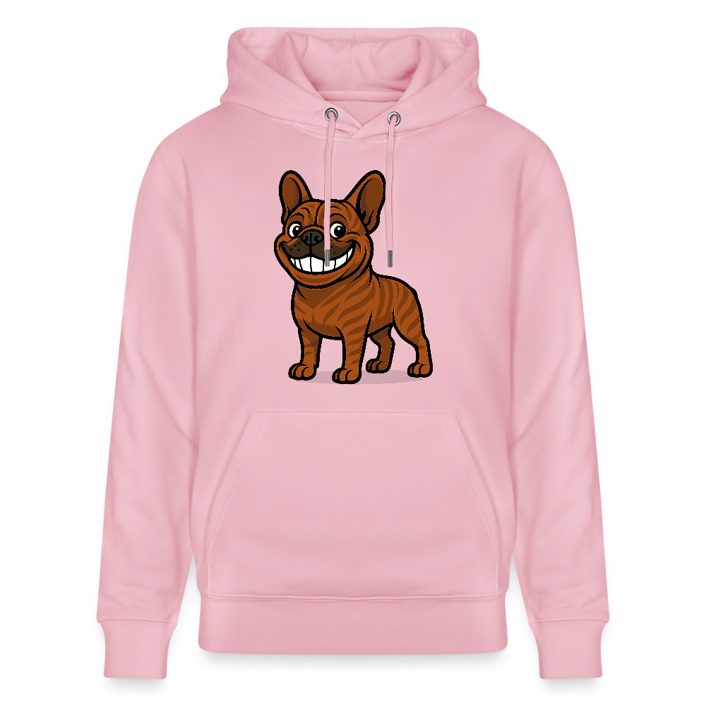 Französische Bulldogge Hoodie - Cartoon mit breitem Grinsen – Lustiges Hunde Motiv für Humor-Fans, Tierfreunde und Geschenkideen - Hellrosa