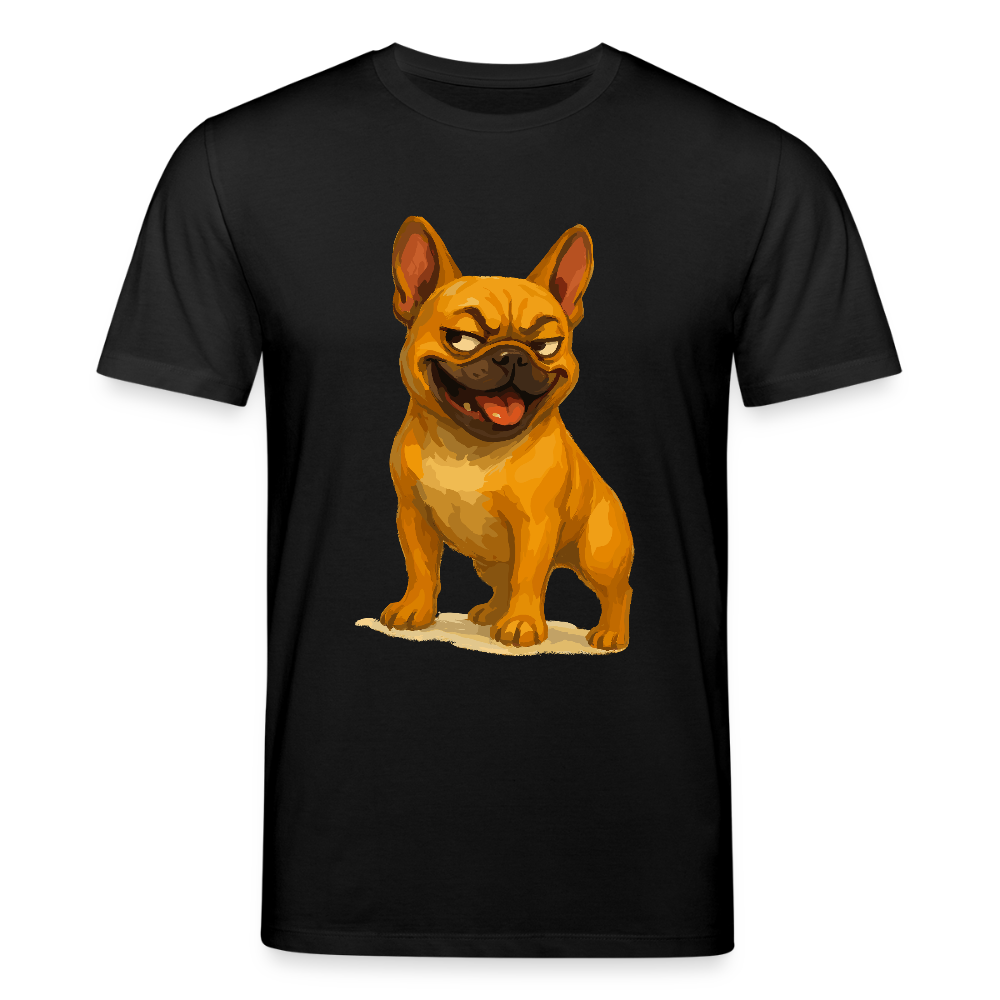 Französische Bulldogge T-Shirt - Frecher Cartoon mit verschmitztem Grinsen – Humorvolles Hunde Motiv für Tierfreunde und Geschenkideen - Schwarz