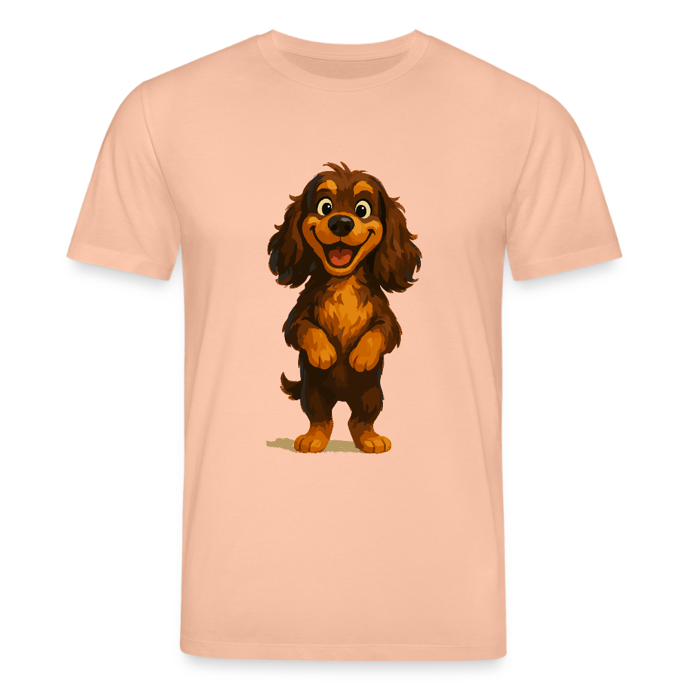 Cocker Spaniel T-Shirt breit grinsend – Lustiger Cartoon Hund, fröhliches Motiv für Hundeliebhaber und Tierfreunde - Pfirsich