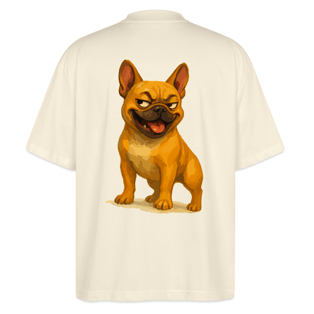 Französische Bulldogge Oversized - Frecher Cartoon mit verschmitztem Grinsen – Humorvolles Hunde Motiv für Tierfreunde und Geschenkideen - Weißgrau
