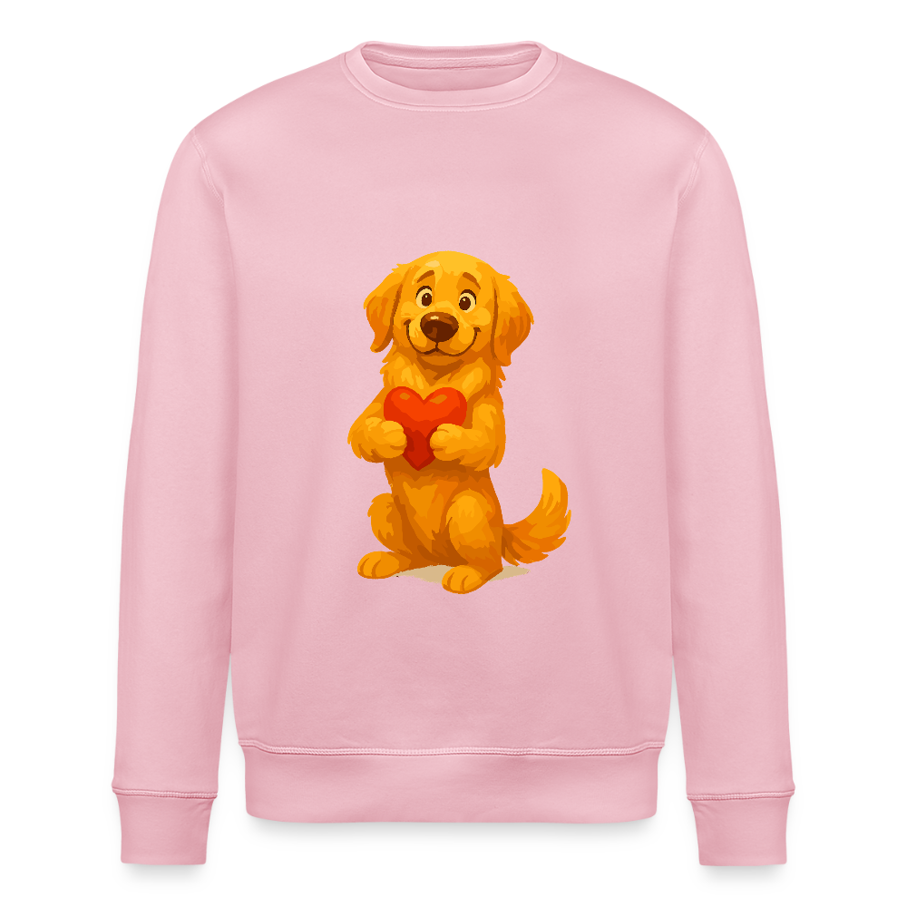 Golden Retriever Sweatshirt mit Herz – süßer Cartoon Hund, liebevolles Motiv für Hundeliebhaber, Valentinstag oder besondere Geschenkideen - Hellrosa