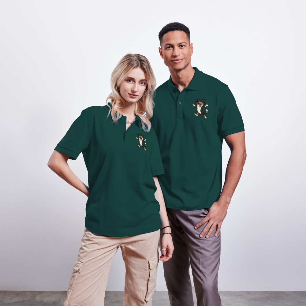 Australian Shepherd Poloshirt Cartoon hüpfend – Fröhliches Hunde Motiv voller Freude und Energie für Hundeliebhaber und Geschenkideen - Glasiertes Grün