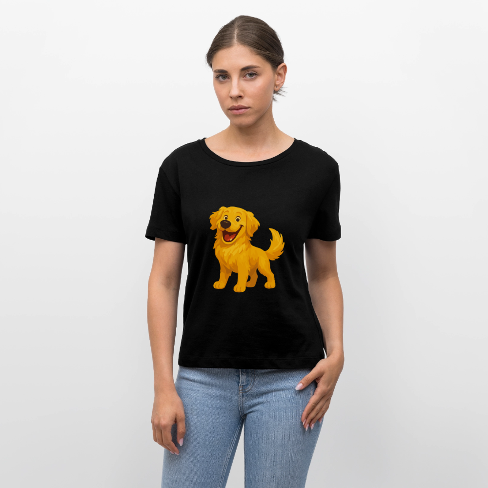 Golden Retriever Shirt Fröhlicher  Cartoon – lachendes Hundemotiv, süßes Geschenk für Hundeliebhaber und Tierfreunde - Schwarz