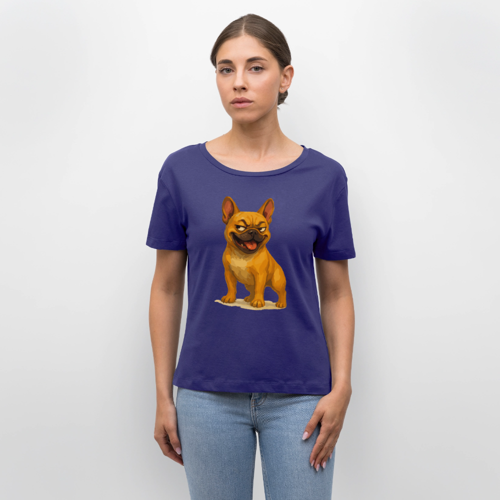 Französische Bulldogge Shirt - Frecher Cartoon mit verschmitztem Grinsen – Humorvolles Hunde Motiv für Tierfreunde und Geschenkideen - Dämmerung