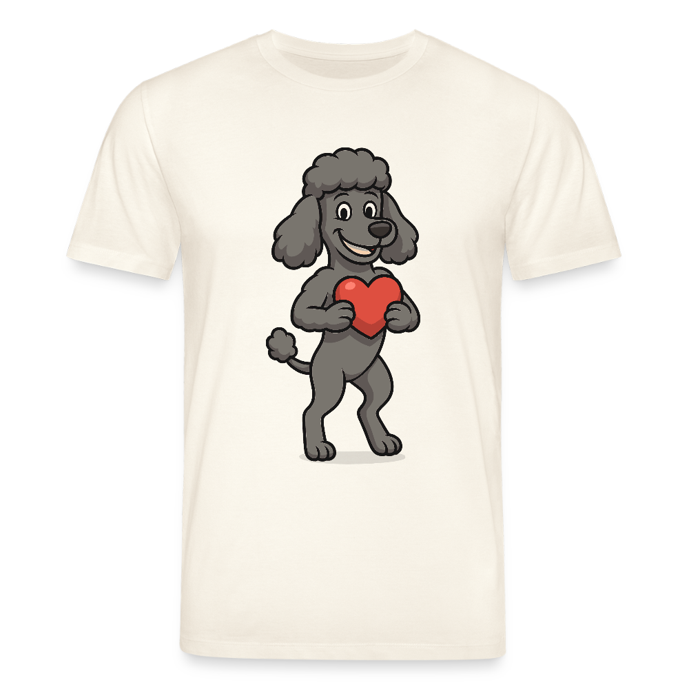 Pudel T- Shirt mit Herz Cartoon – Liebevolles Hunde Motiv für Valentinstag, Geschenke und Hundeliebhaber - Naturweiß 