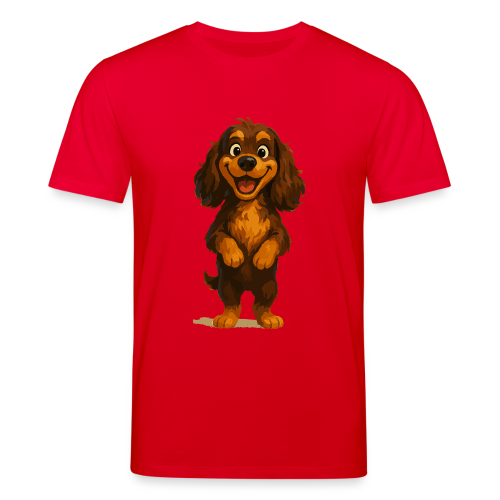Cocker Spaniel T-Shirt breit grinsend – Lustiger Cartoon Hund, fröhliches Motiv für Hundeliebhaber und Tierfreunde - Rot
