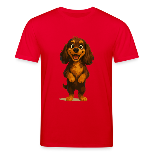 Cocker Spaniel T-Shirt breit grinsend – Lustiger Cartoon Hund, fröhliches Motiv für Hundeliebhaber und Tierfreunde - Rot