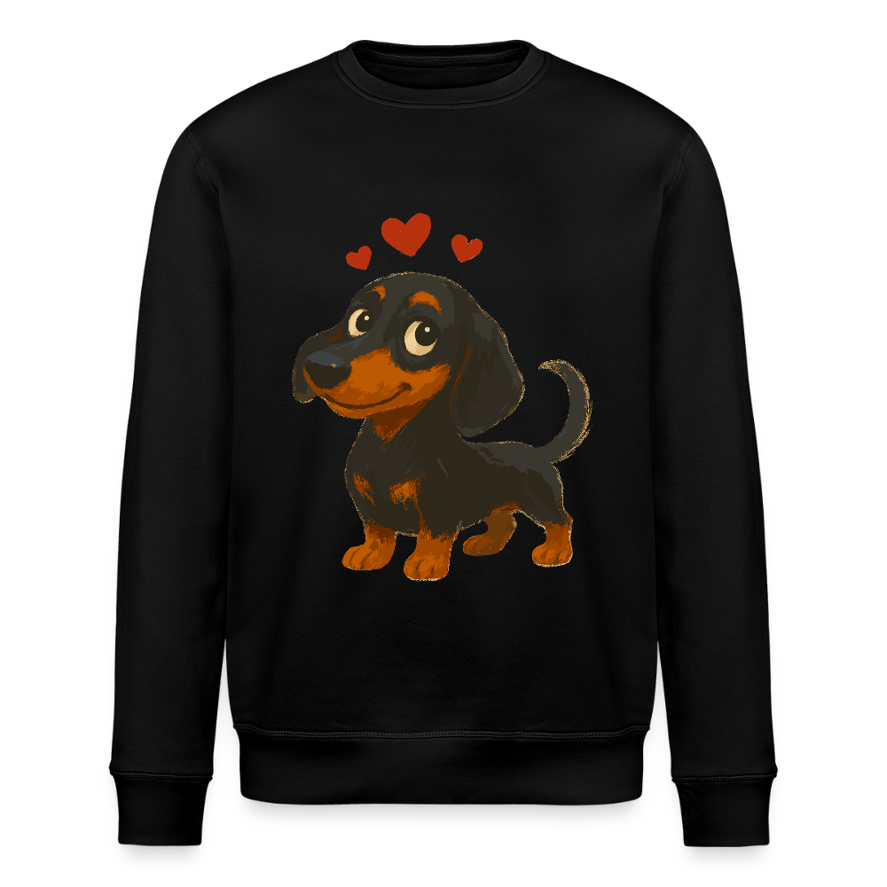 Dackel Sweatshirt – Verliebter Cartoon Dachshund | Süßer Hund Pullover Geschenk mit Herzen für Valentinstag & Hundefans - Schwarz