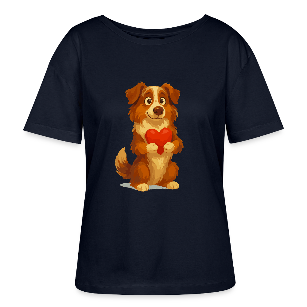 Australian Shepherd Shirt Süßer Cartoon mit Herz – Liebevolles Hunde Motiv für Valentinstag, Freundschaft und Geschenkideen - Navy