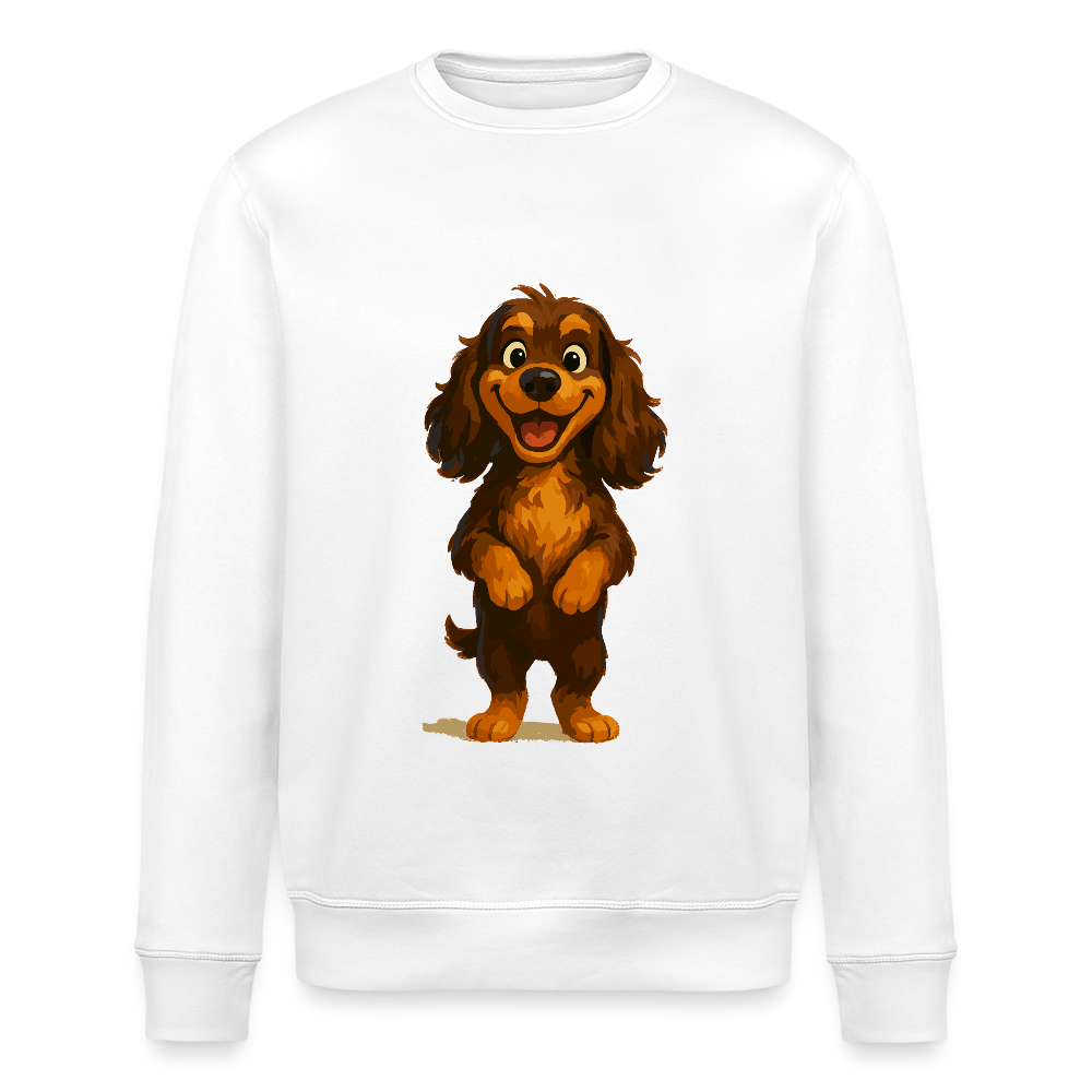 Cocker Spaniel Sweatshirt breit grinsend – Lustiger Cartoon Hund, fröhliches Motiv für Hundeliebhaber und Tierfreunde - Weiß