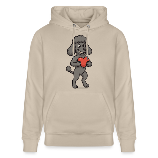 Pudel Hoodie mit Herz Cartoon – Liebevolles Hunde Motiv für Valentinstag, Geschenke und Hundeliebhaber - Beige