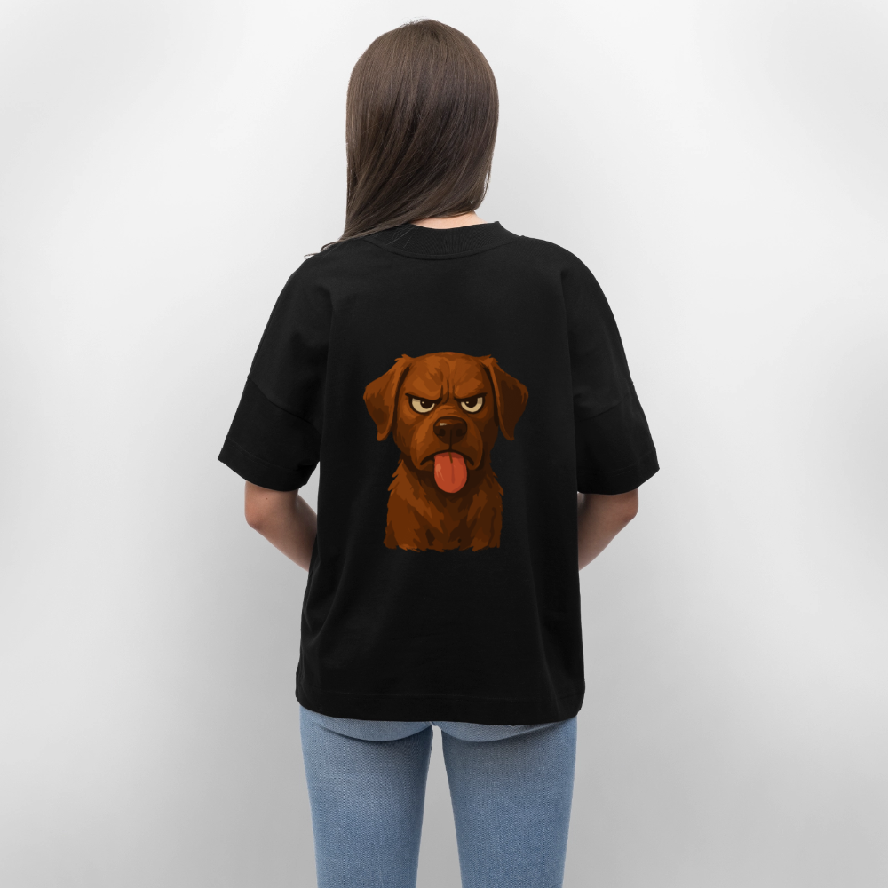 Labrador Oversized – Frecher Cartoon Hund mit Zunge | Lustiges Geschenk für Hundefans und Hundebesitzer - Schwarz