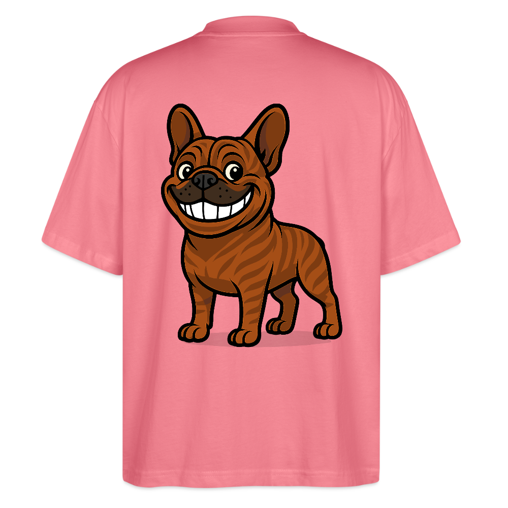 Französische Bulldogge Oversized - Cartoon mit breitem Grinsen – Lustiges Hunde Motiv für Humor-Fans, Tierfreunde und Geschenkideen - Pink 