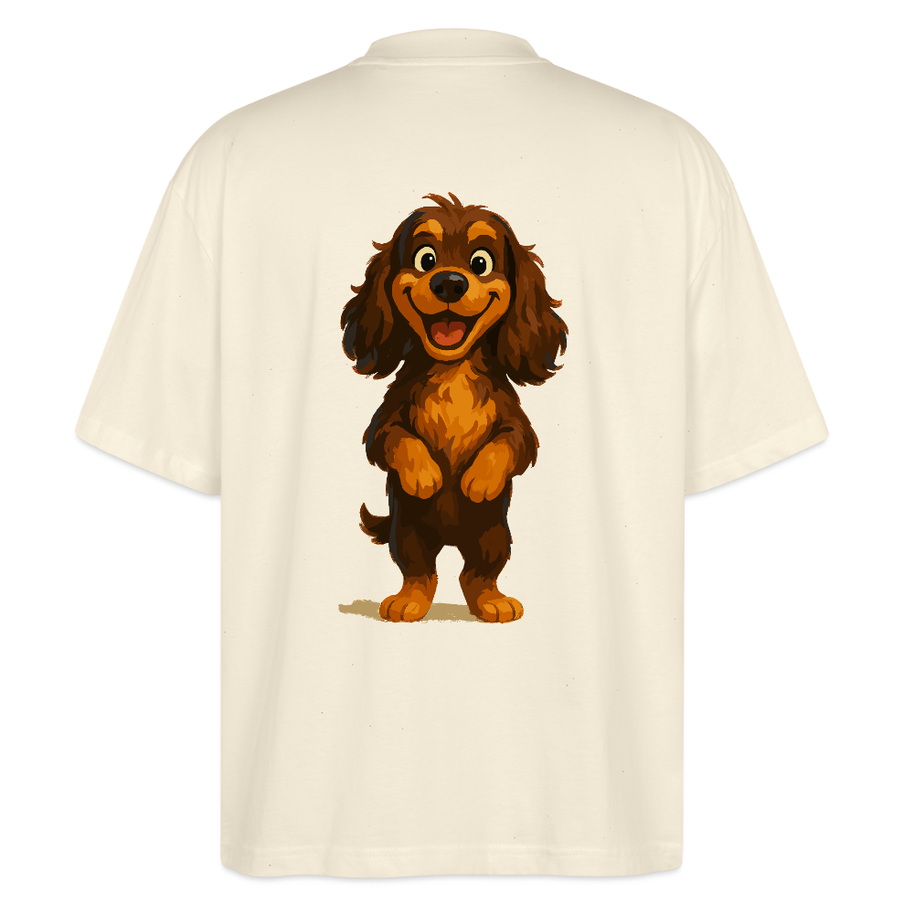 Cocker Spaniel Oversized breit grinsend – Lustiger Cartoon Hund, fröhliches Motiv für Hundeliebhaber und Tierfreunde - Weißgrau
