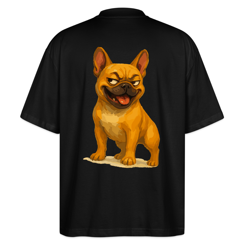Französische Bulldogge Oversized - Frecher Cartoon mit verschmitztem Grinsen – Humorvolles Hunde Motiv für Tierfreunde und Geschenkideen - Schwarz